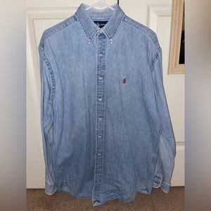 Polo Ralph Lauren Shirt Mens S Blue Denim Blaire Long Sleeve Button Down